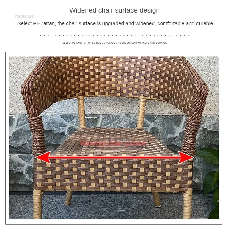 Outdoor Garden Furniture Sets Balcony Tea Table and Chair PE Rattan Chair Three-piece Set Courtyard Leisure Outdoor Furniture B