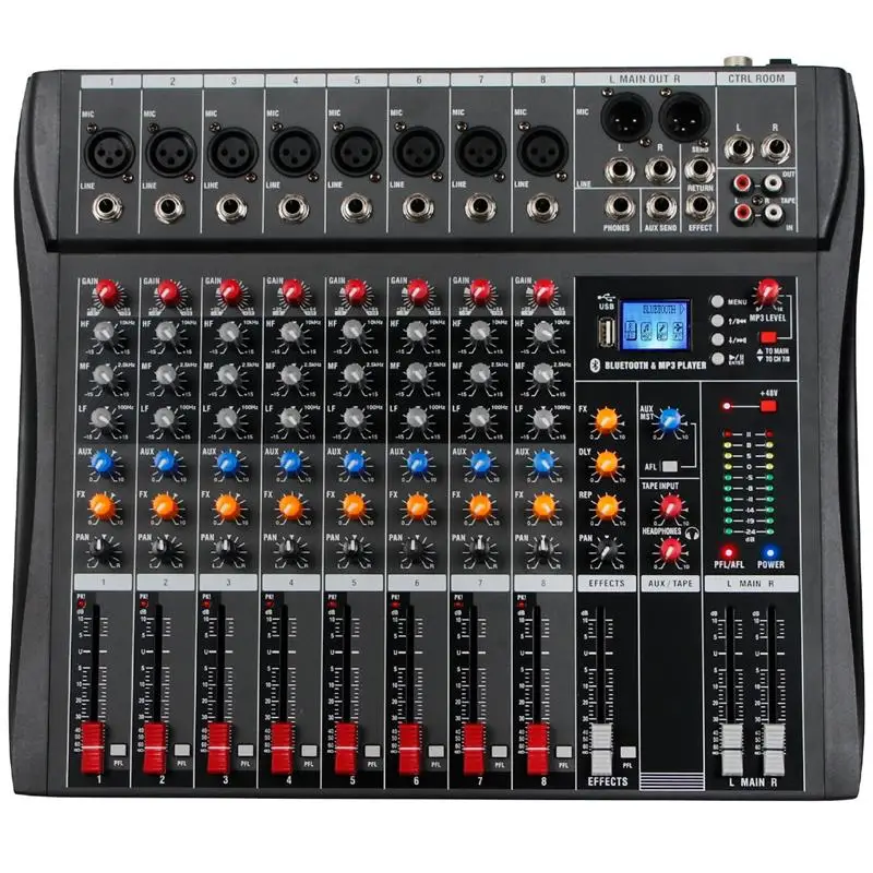 Dj 컨트롤러 믹서 오디오 사운드 믹싱 테이블 카드, 전문 PC 디지털 콘솔 인터페이스 콘솔 프로 장비, 8 채널