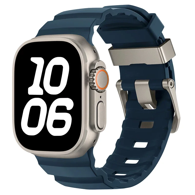 Sport Silicone and Titanium Metal Bracelet Strap