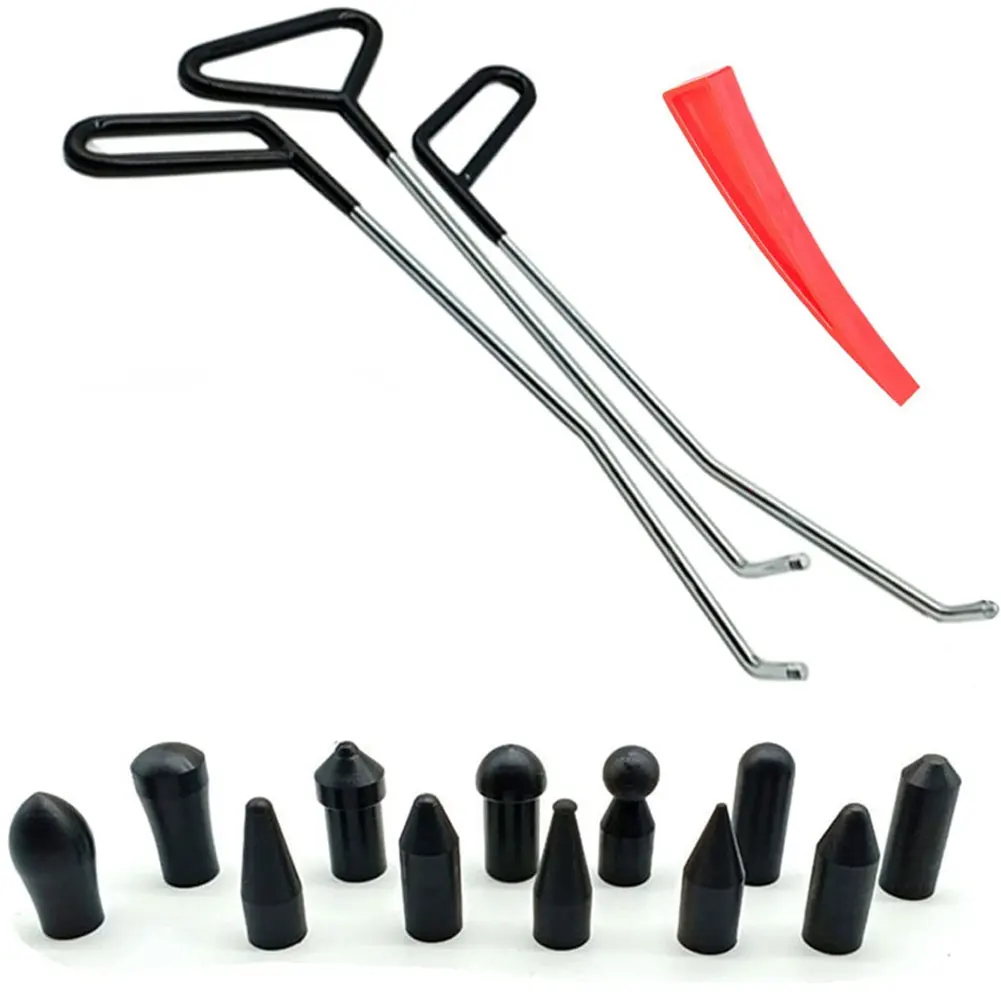 

14Pcs Paintless Dent Repair Tool Kit Hook Rods Door Wedge Hammer Head Tips Body Hail Damage Door Dent Removal Tool Acesssories