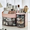 Rotating Makeup Organizer with Drawer Plastic Cosmetic Storage Box with Divider for Desktop Compact Travel Makeup Case for Women 1