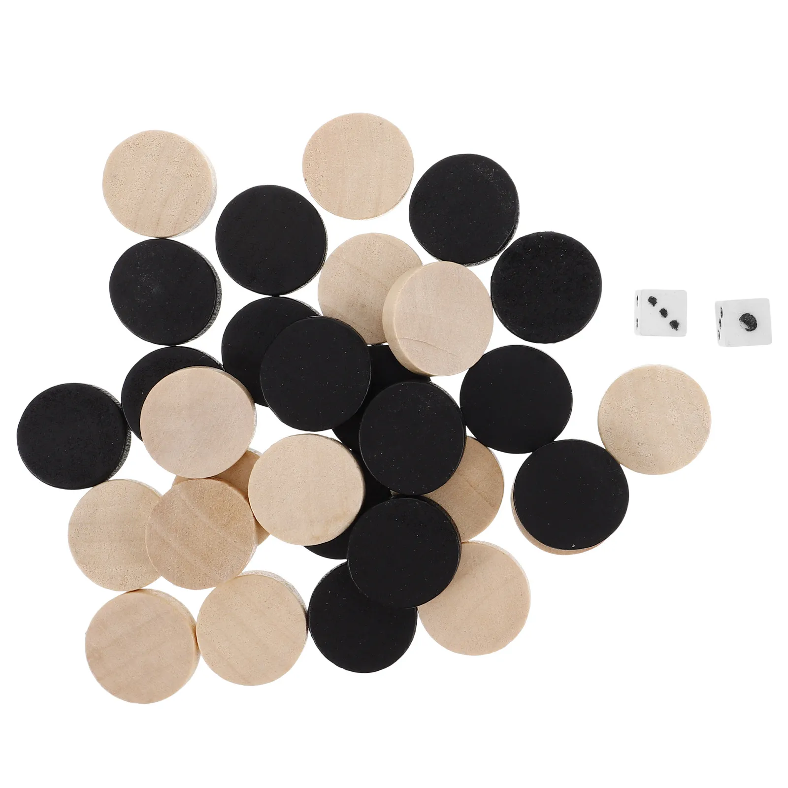 30Pcs 나무 체스 조각 체커 백개먼 게임 액세서리 가정 학교 여행용 경량 휴대용 광택 마감 처리