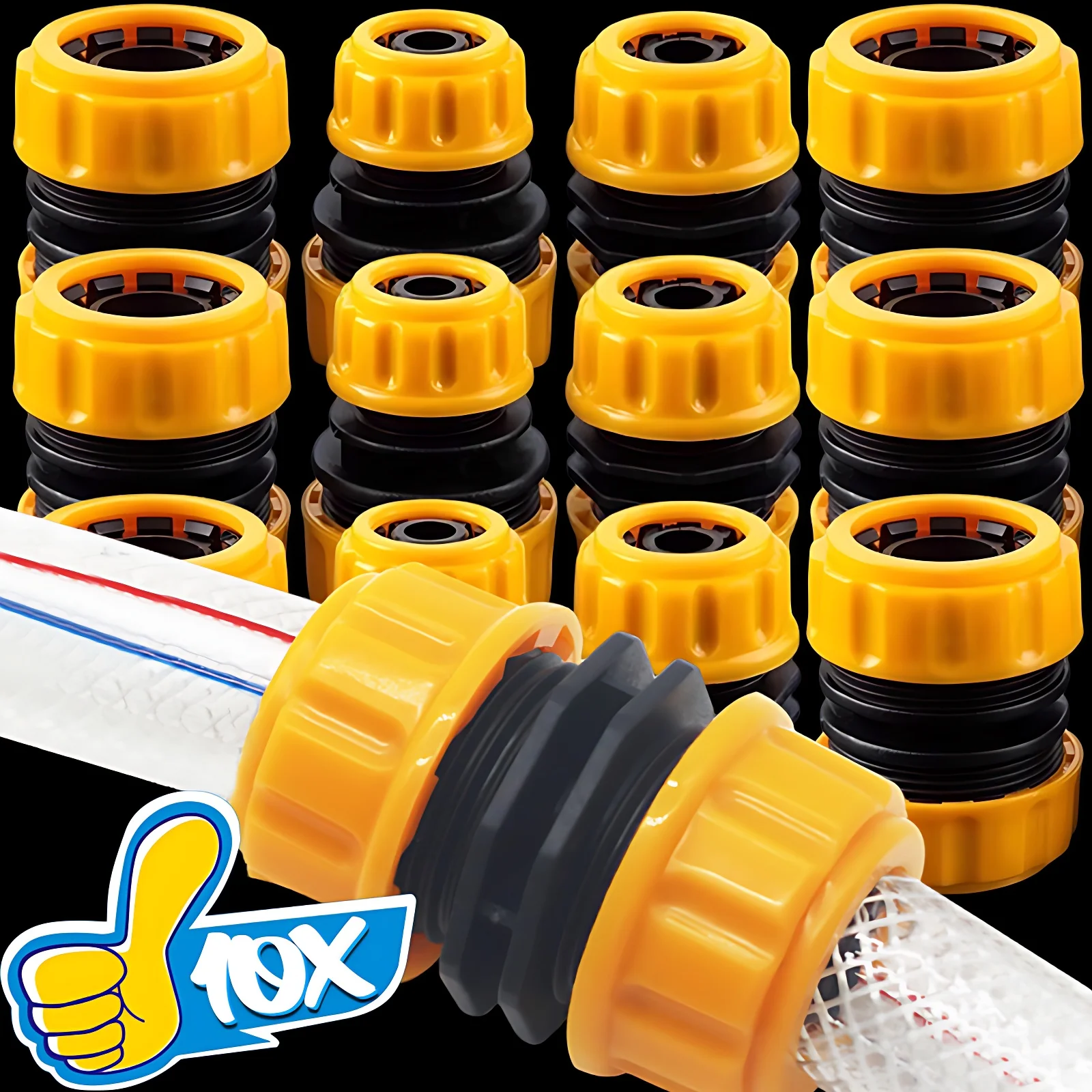 Description Picture 4 of item1-10pcs Quick Water Pipe Connector Double Joint Hose Coupling Adapter Repair Damaged Hose Garden Pipe Joint Extender Accessories