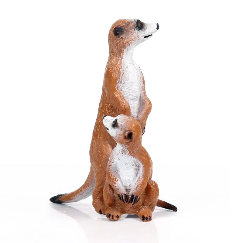 

Simulated wild animal model with young meerkat standing meerkat marsh beaver mongoose toy handmade