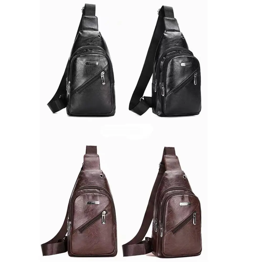 PU-Leder Herren-Umhängetasche Diebstahlsicher Große Kapazität Reise-Crossbody-Tasche Outdoor Kleiner Rucksack Mehrschichtige Brusttasche – Detail 8