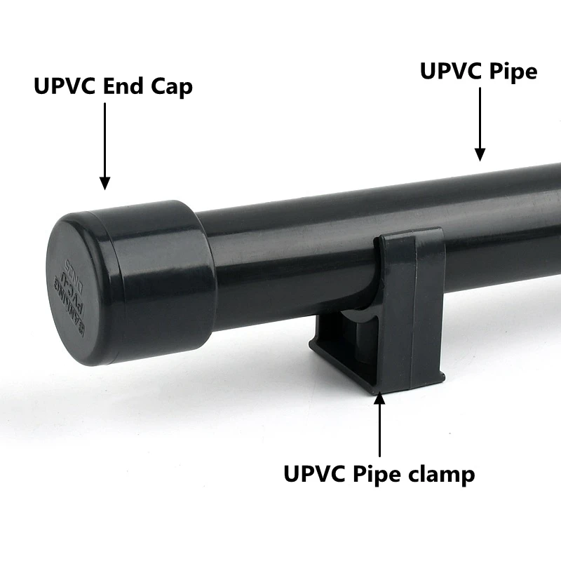 1Pc I.D 20~63mm Dark Grey UPVC Direct 90 Degree Elbow Aquarium Garden Irrigation Tee Water Tube Joint Fittings PVC Pipe End Cap — view 3
