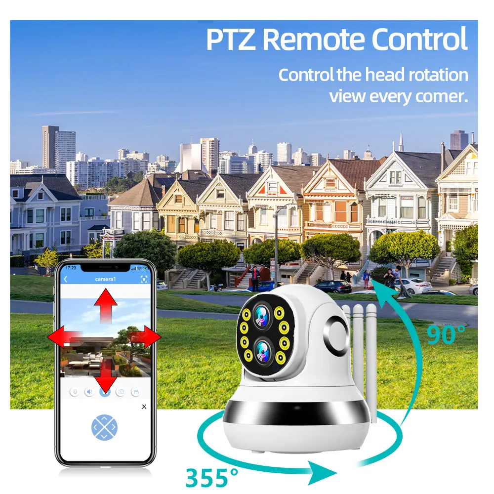 Dual Lens Wfii Camera Outdoor 15X PTZ Zoom AI Auto Tracking 4MP PTZ  Security Camera Color Night Vision CCTV Surveillance Camera