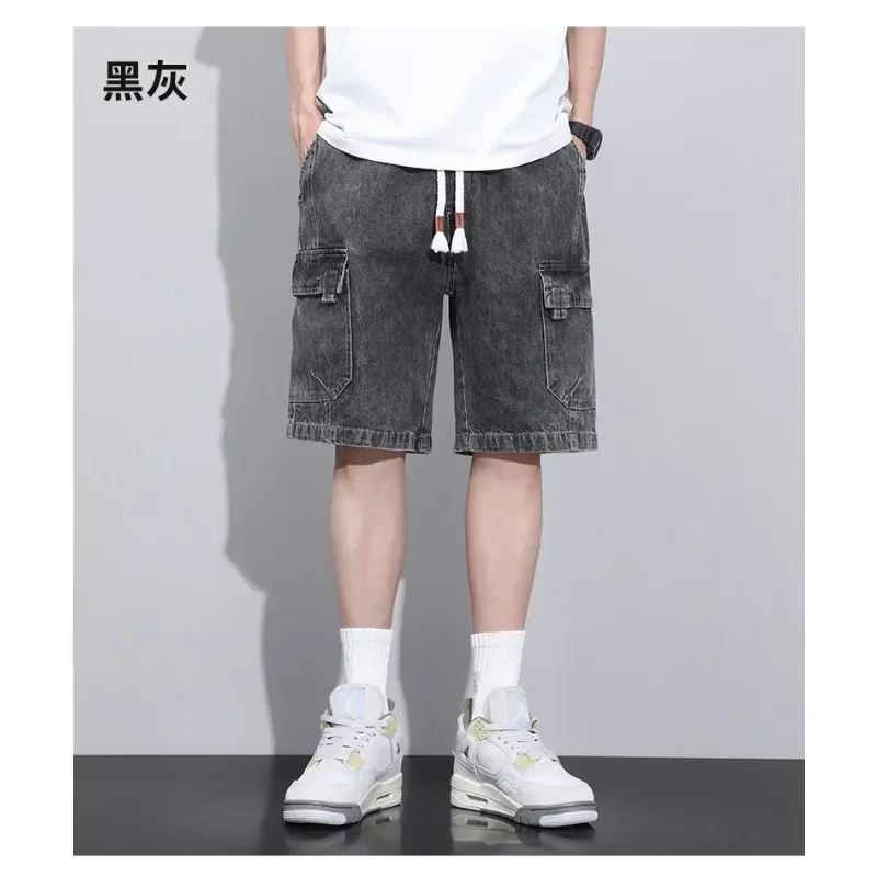 Workwear Denim Shorts, Summer Slim Fit, Loose Fit, Straight Leg New American Trendy Casual Capris