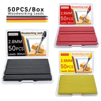2.8mm Woodworking Automatic Pencil Lead 50Pcs Large Capacity Black Red Yellow Replaceable 2B Lead Deep hole marking lead core 1