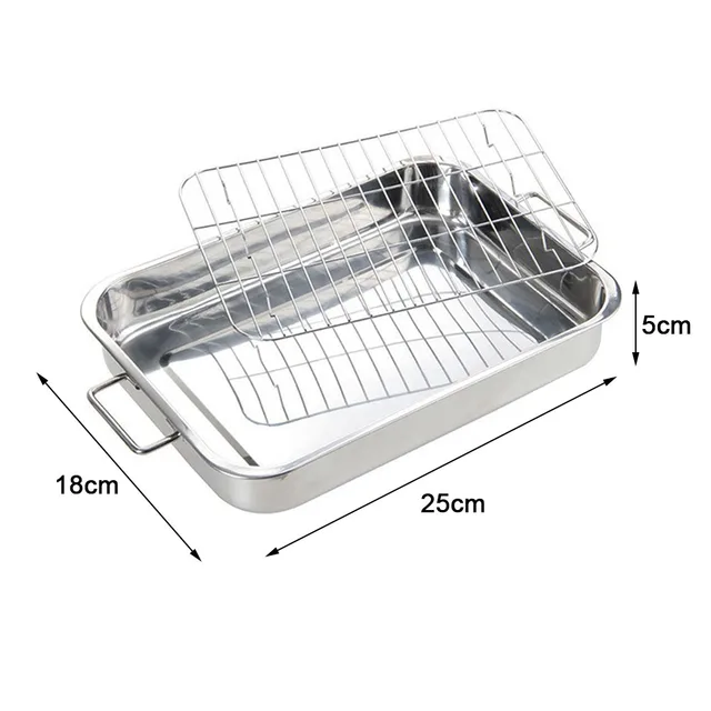 Stainless Steel Deep Roasting Tray with Grill Rack 2