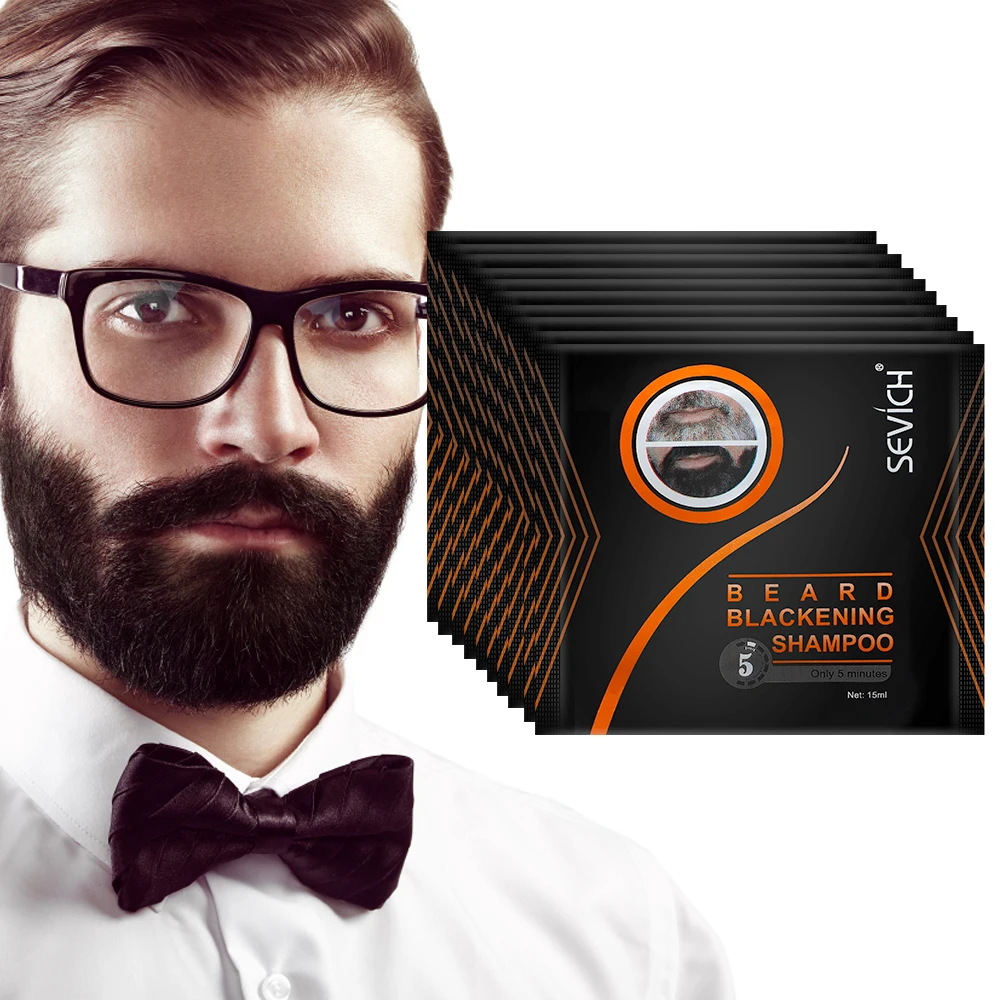 5PCS Natural Beard Hair Dye Shampoo Portable 5 Minute Instant Blackening Color Tint Cream Moustache Shampoo For Men Dropshipping
