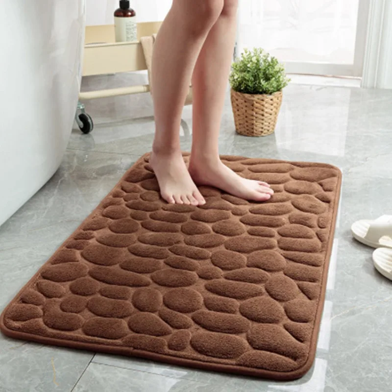 

Home Bathroom Mat Non-slip Pebble Carpets Absorbent Lavatory Bedroom Floor Toilet Memory Foam Washable Rug Bathroom Decor Mat