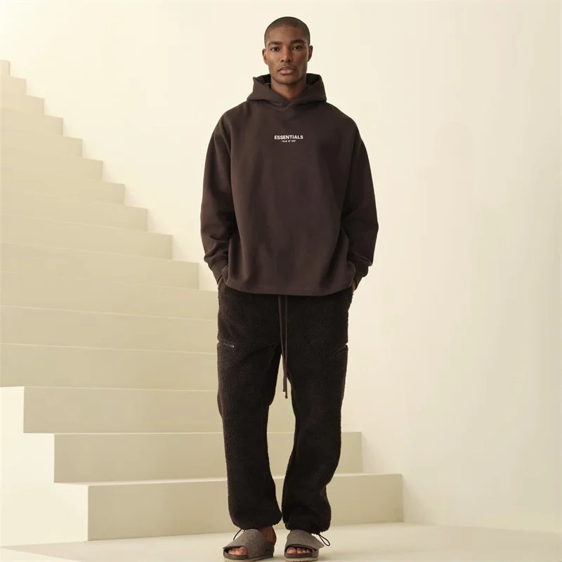 

Fall ESSENTIALS Casual Pants Street Hip-hop Oversized LEE Fleece Sweatpants Men's and Women's Wool Casual Strap Pants