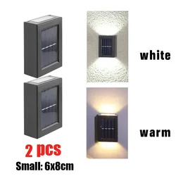 Solar - Powered Outdoor Wall Washer Light - Waterproof Garden & Patio Decor Lamp - Warm Light (2PCs)