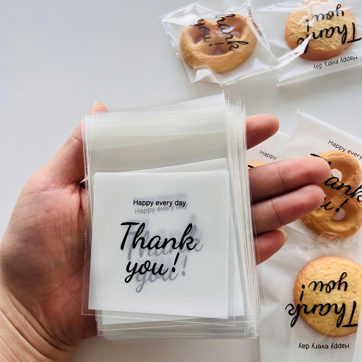 100pcs-Vacuum sealed pocket self-adhesive packaging bag candy gift cookies