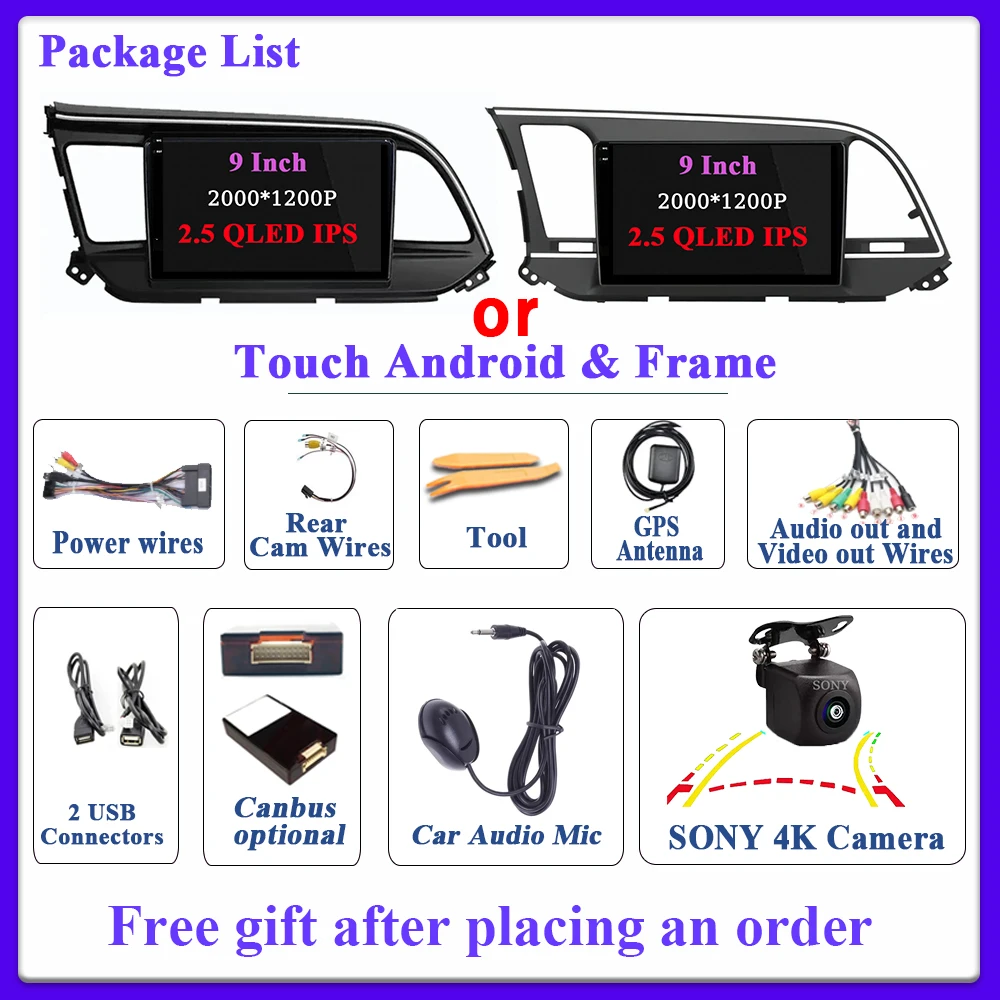 Android 13 For Hyundai Elantra Avante AD 2015 - 2021 Car Radio Android Auto Stereo Multimedia Player GPS Carplay 4G Wifi No 2din