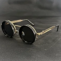 Men's Retro Steampunk Rotating Fashion Glasses - Adjustable Brightness, Perfect for Parties and Casual Wear - Bohemian Elegance (Gold)