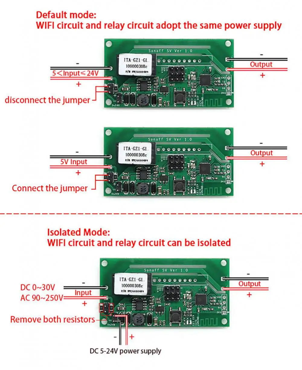SONOFF-SV WiFi Interruptor Inteligente, Tensão Segura, Módulo