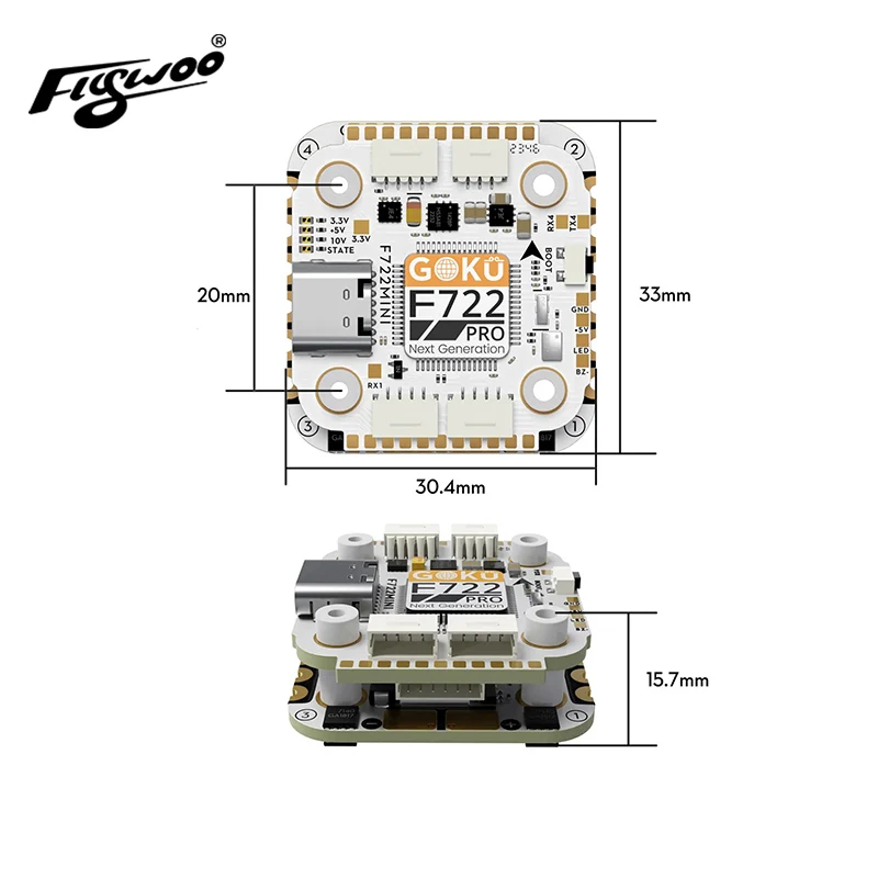 GOKUGOKU F722 Pro 미니 V2 45A 32비트 128K 20X20 스택 플러그 앤 플레이 O4 / O4 Pro(AM32)
