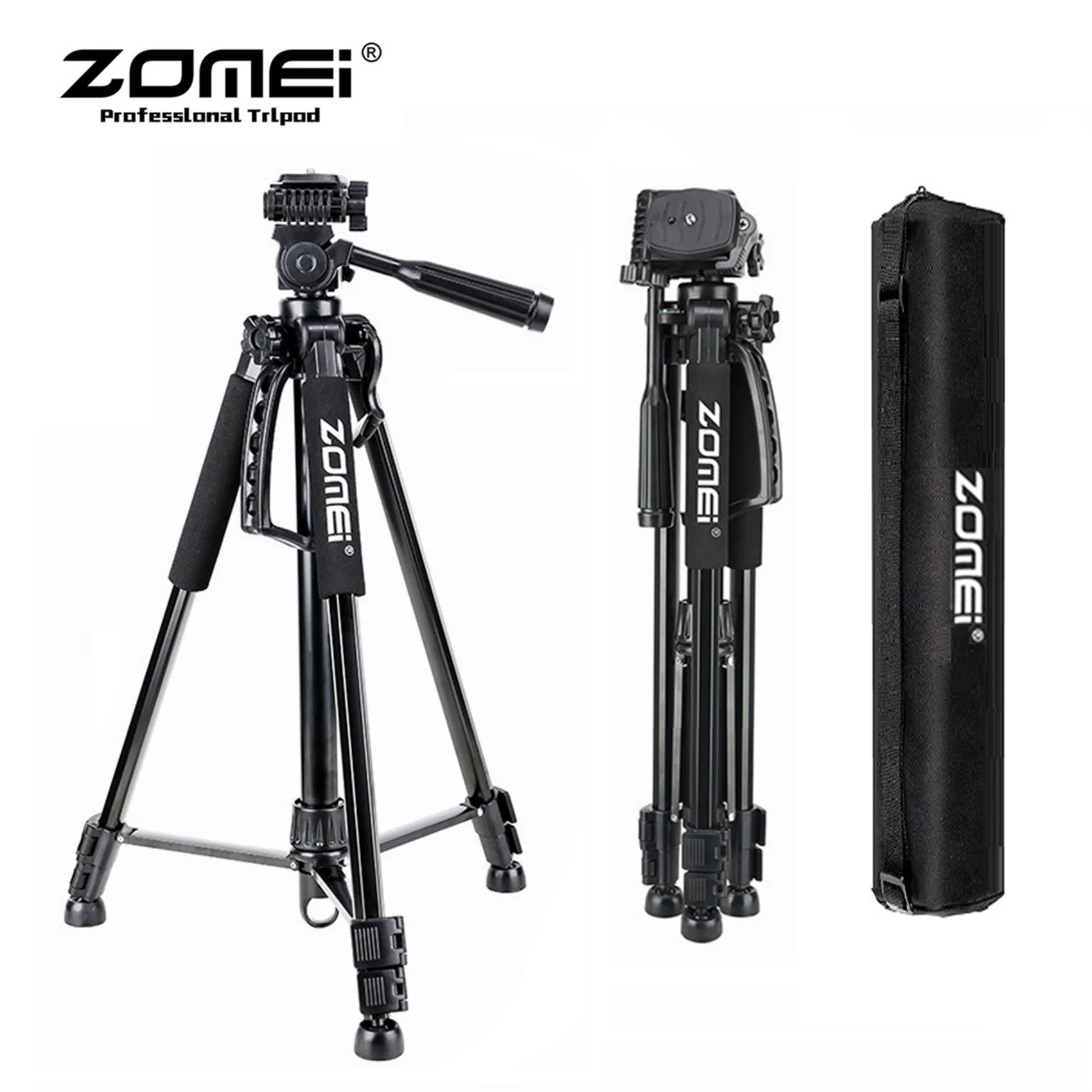 Zomei 전문 카메라 바닥 삼각대, 360 도 회전 헤드, 모바일 파노라마 촬영 비디오 레코드, 155cm, 61 인치