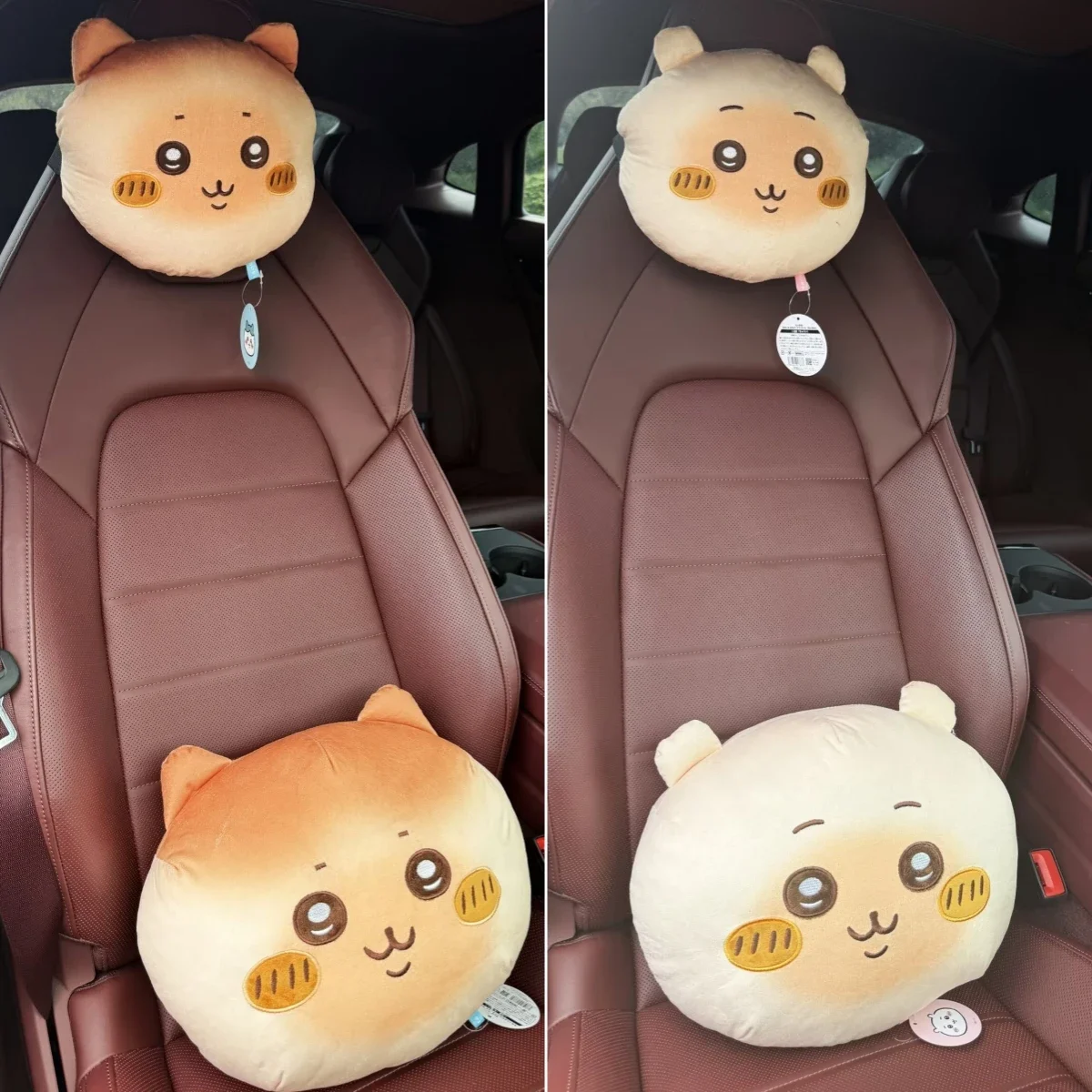치이카와 하치와레 빵 모양 플러시 자동차 헤드레스트 허리 쿠션 우사기 부드러운 봉제 목베개 자동차 시트용 여자아이 생일 선물