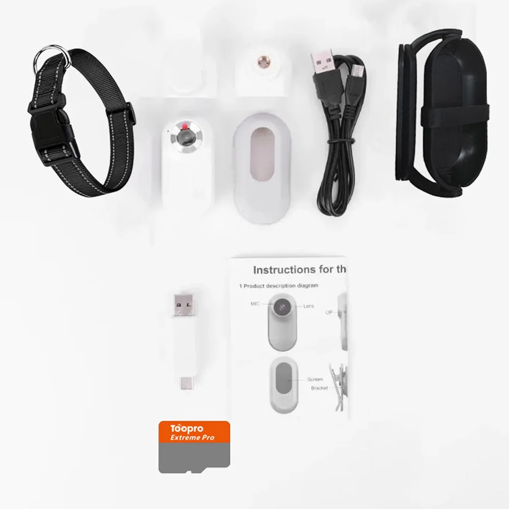 HD 1080P Cat Camera Collar with Video Record Small Action Camera with 32GB Memory Card Body Camera for Work Travel Pet Walking