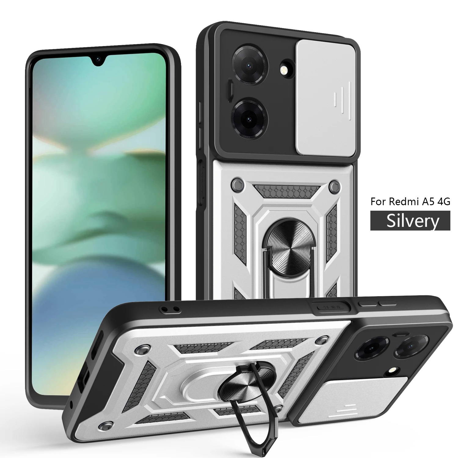 Armored Protective Phone Case with Magnetic Ring and Camera Protection