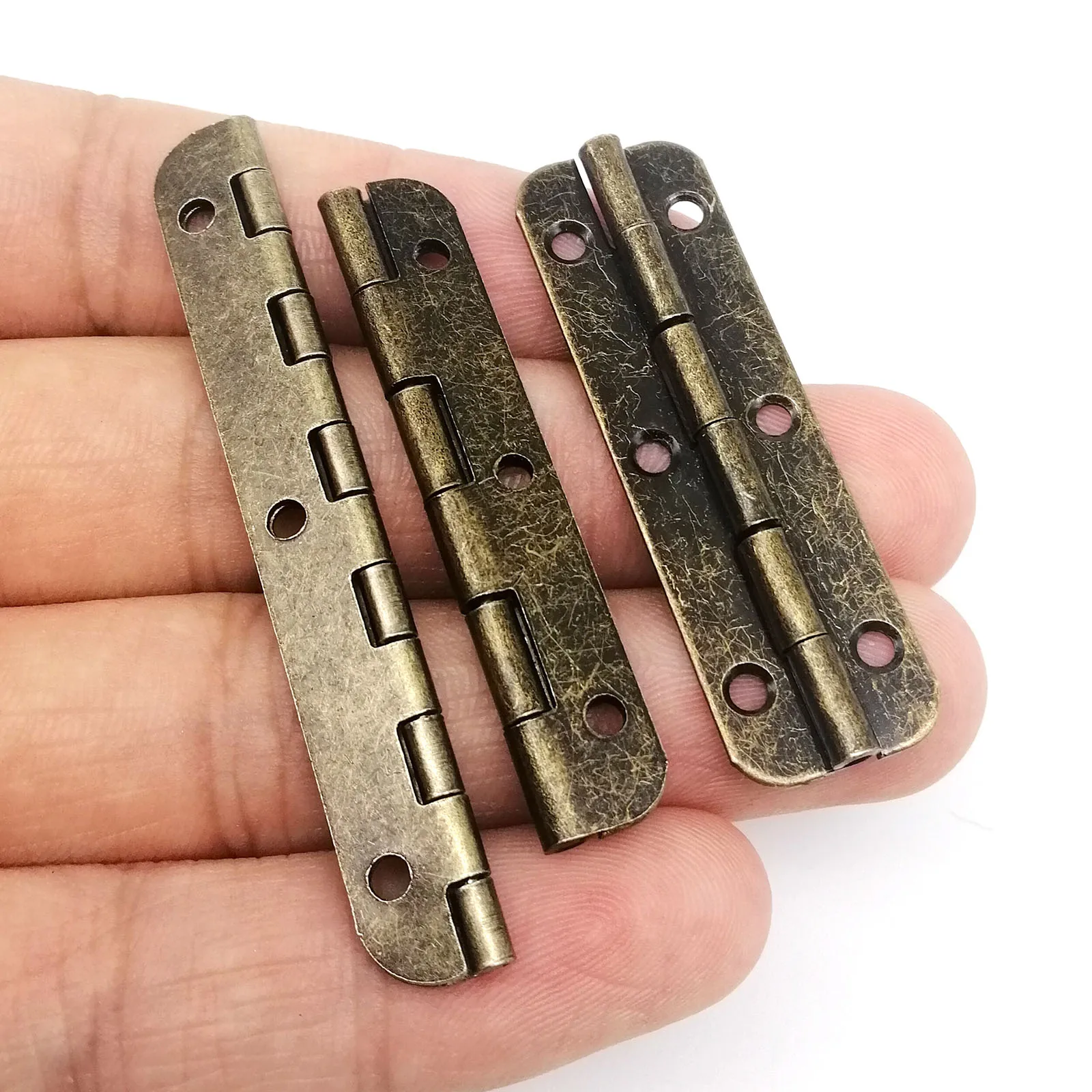 12pcs 길어진 15x50/65mm 골동품 황동 보석 가슴 선물 나무 음악 상자 와인 케이스 인형 집 캐비닛 도어 경첩 나사