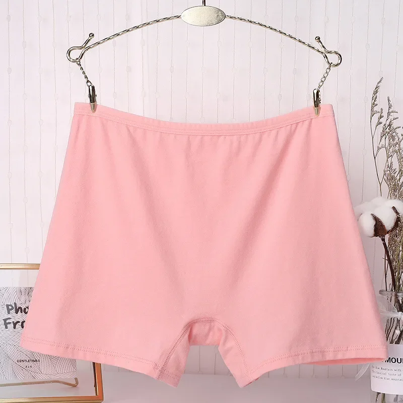 6pcs Cotton Women's High Waist Panties Boxer Underwear Solid Color Lady Plus Size Briefs Shorts Underwear