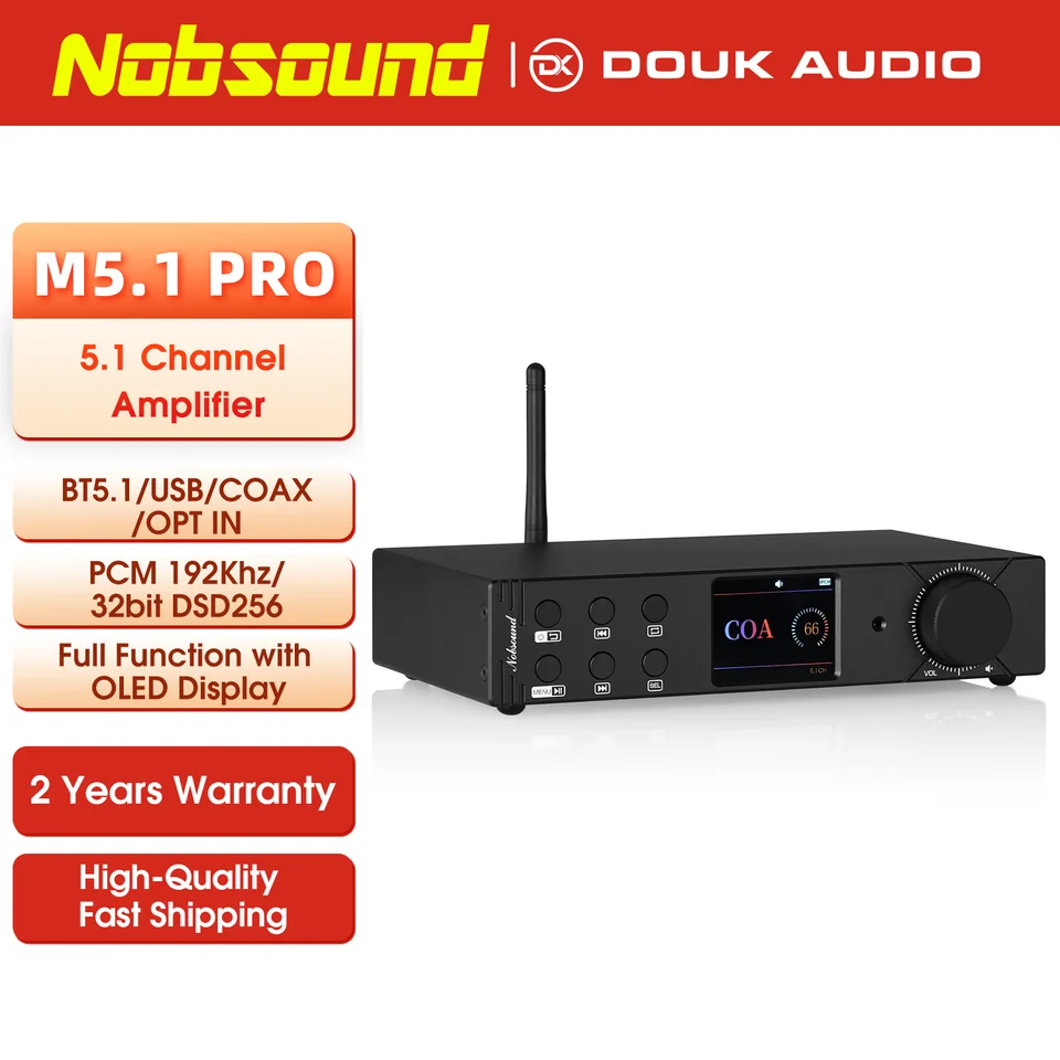 Nobsound M5.1PRO HiFi 5.1 チャンネル Bluetooth アンプステレオ同軸