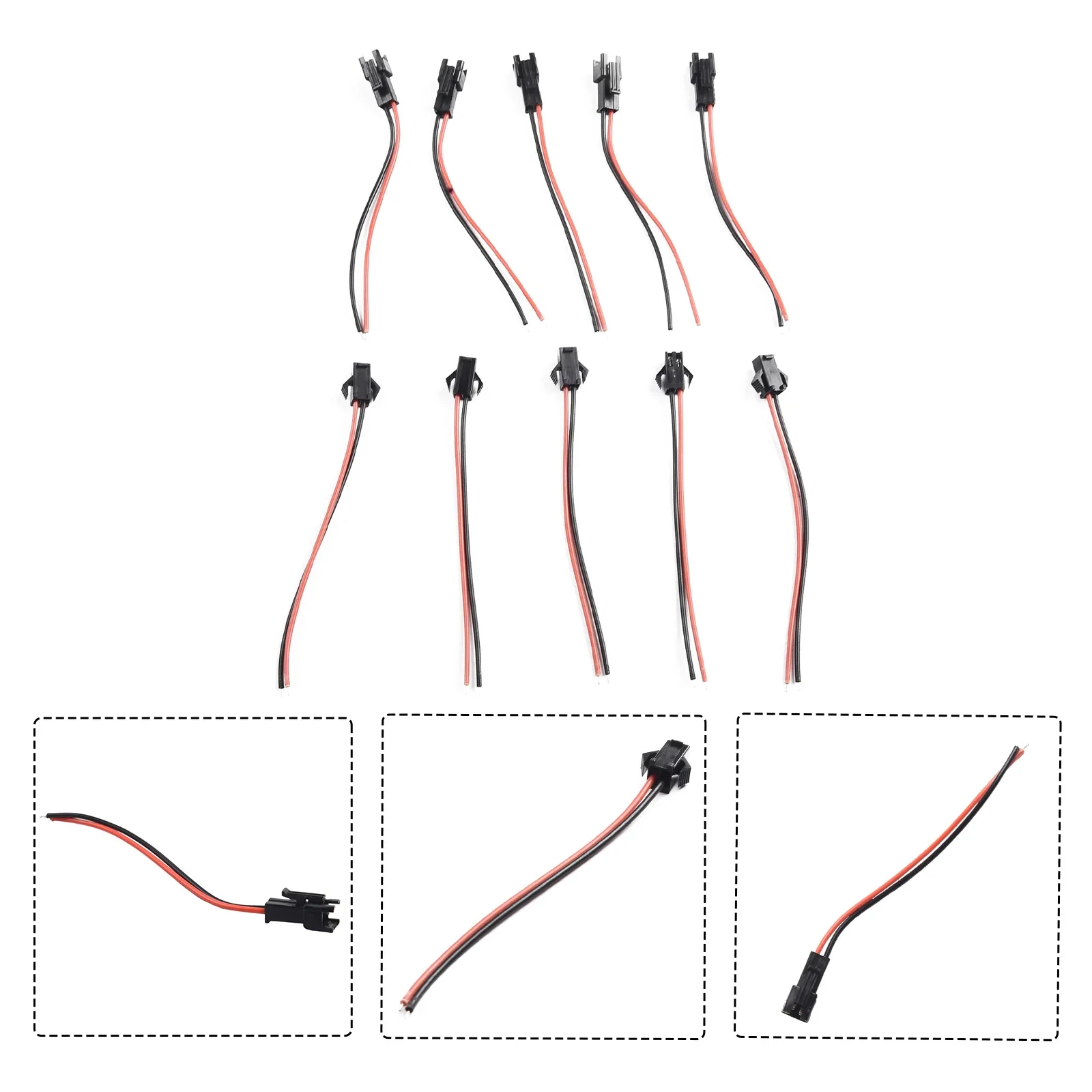 

Male / Female Connected 2.54mm Cable Connector Plug Head Red/ Black SM 2P PVC 24AWG 10pcs Universal Professional