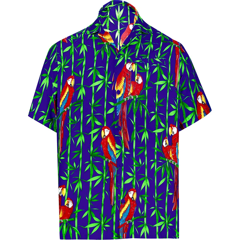 thumbnail image 1 of Camisa elegante de playa para hombre con estampado 3D, manga corta, botones de verano, vacaciones, estilo tropical, Aloha, 1 of 5