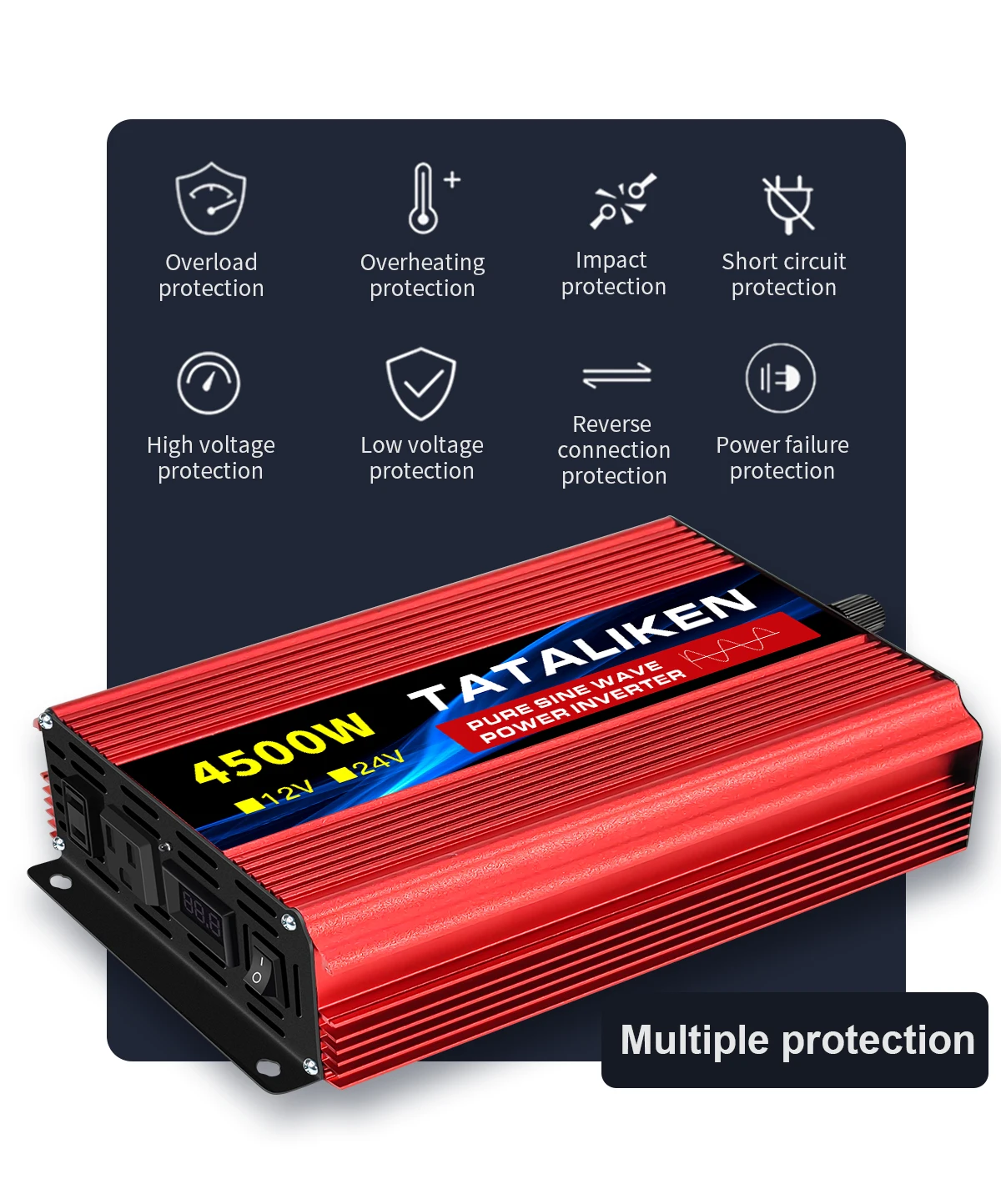 12V 110V 60HZ Inverter Pure Sine Wave 5000W 6000W Transformer Car Charger Adapter with Converter High Power