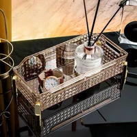Makeup Organizer Box, Home Desktop Perfume Holder, Cosmetic Skincare Lipsticks Brushes Cotton Pads Jewelry Storage Container 1