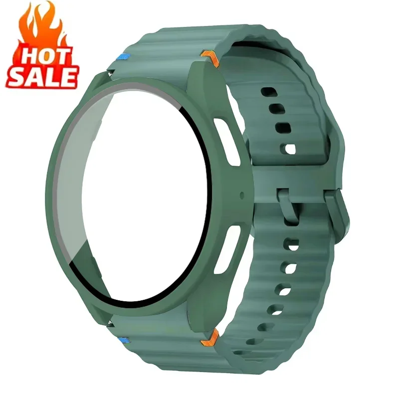 Enhanced Silicone Strap Set with Tempered Glass & Protective Case