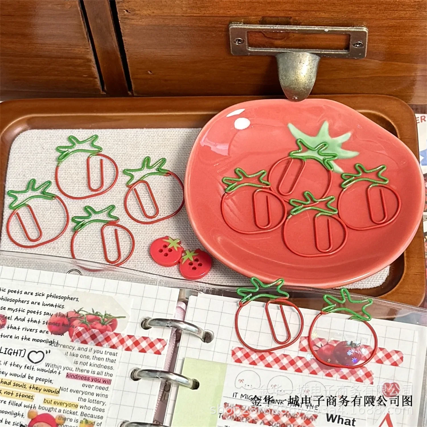 Japanese Retro Tomato Paperclips 5Pcs