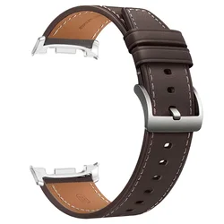 Premium Leather Strap with Curved End Bracelet Accessory for Watch8 40 - 44 - 46mm (Style 1 Dark brown)