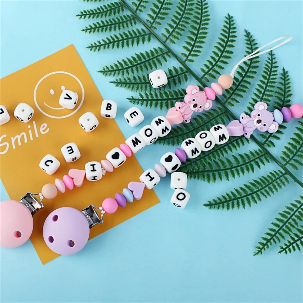 Silicone Letters Beads 12MM English Alphabet For Personalized Name DIY Pacifier Clips Teether Toys 26/50/100/300/1000Pcs