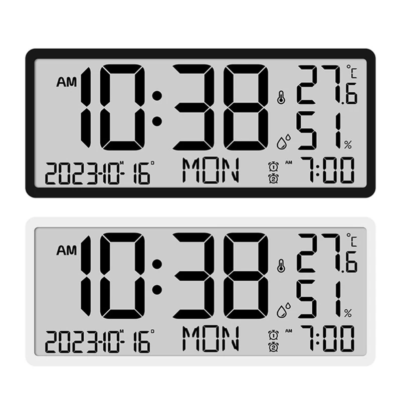 

Large Battery Operated Digital Clock Functional Wall Clock Convenient Electronic Desktop Clock for Home and Offices