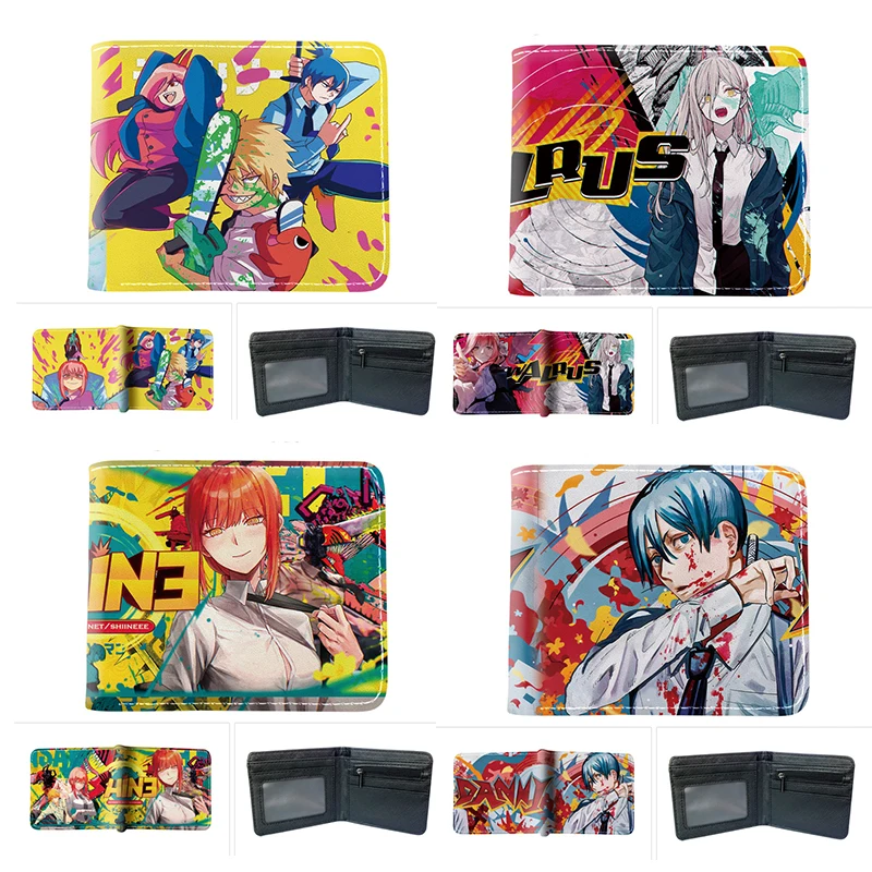 

Anime Chainsaw Man Wallets Power Makima Pochita Denji Cosplay PU Purse Keychains Card Holder Birthday Gifts