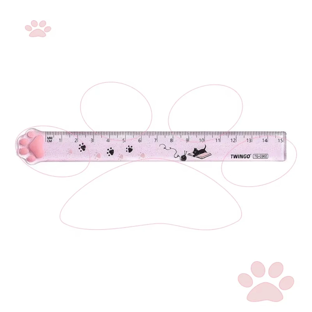 귀여운 고양이 발 모양 플라스틱 직자 카와이 학교 사무용품 플래너 액세서리 학생 상품