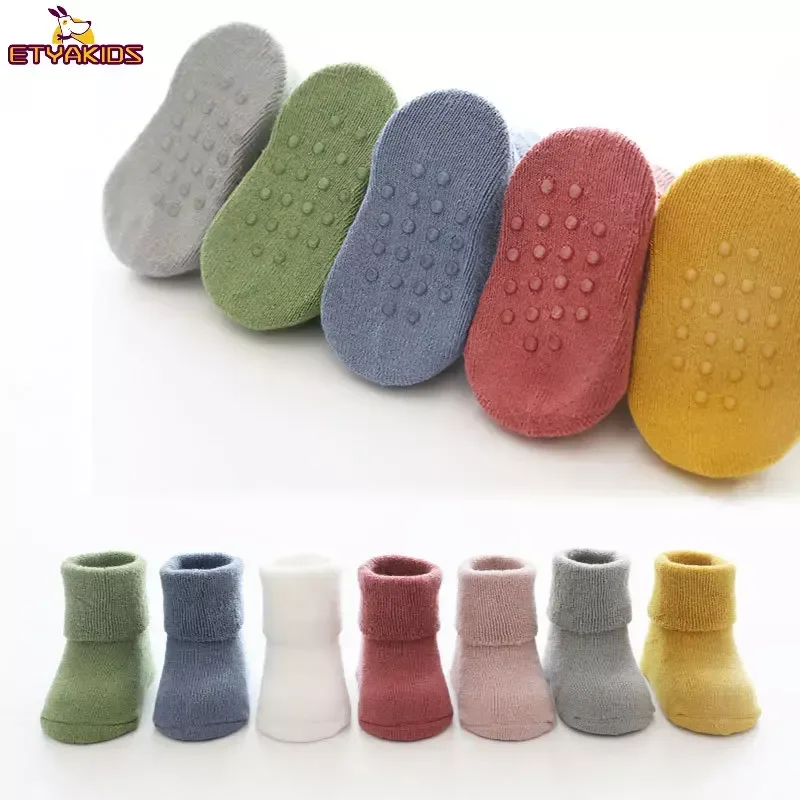 

6 Months-3 Years Anti Slip Floor Socks Dispensing Solid Floor Slipper Winter Spring Warm Thick Baby Socks Accessories