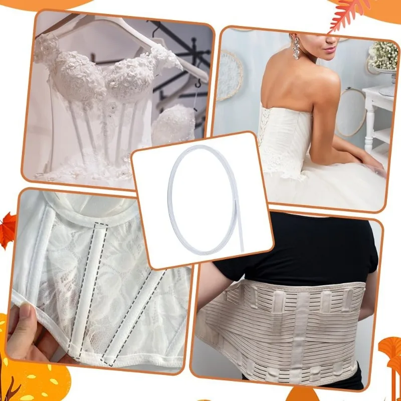 White Spring Steel Boning 6.56Yards 8.5x1.2mm Boning for Sewing Plastic Covered Steel for Bridal Dress Bustle Crinoline spring steel boning