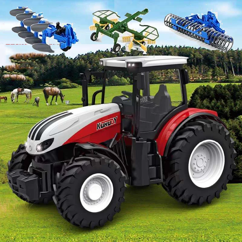 2.4G RC Farm Tractors Car 1/24 Radio Controlled Cars and Trucks with Light Simulated Engineering Truck Model Toys for Children 2