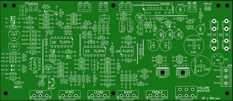 

Diy Electric Guitar Amp TL071 + TL072 + TL074 + TDA7294 Circuit Board PCB