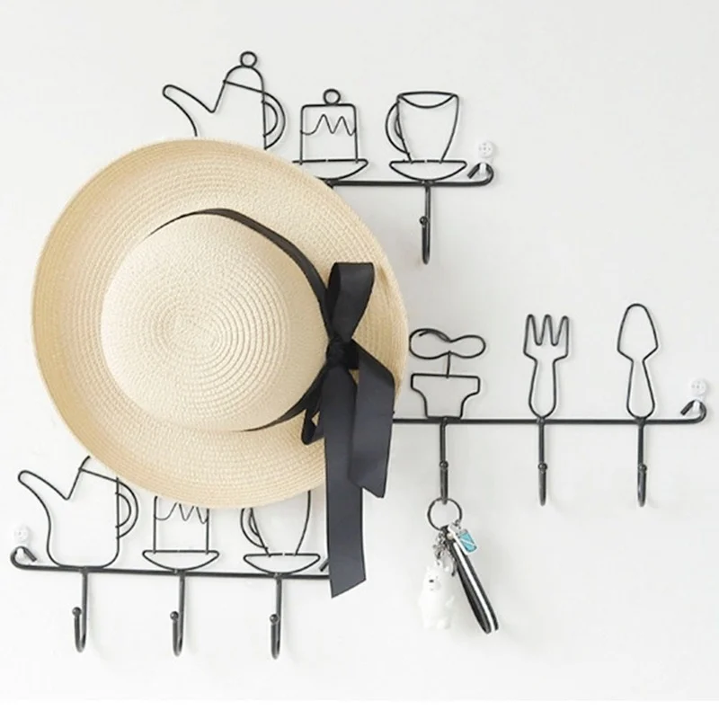 

Nordic Coat Hook Black Hat Hanger Suitable Ins Simple Key Holder Iron Water Bottle Wall Hanging Hook for Home Decoration