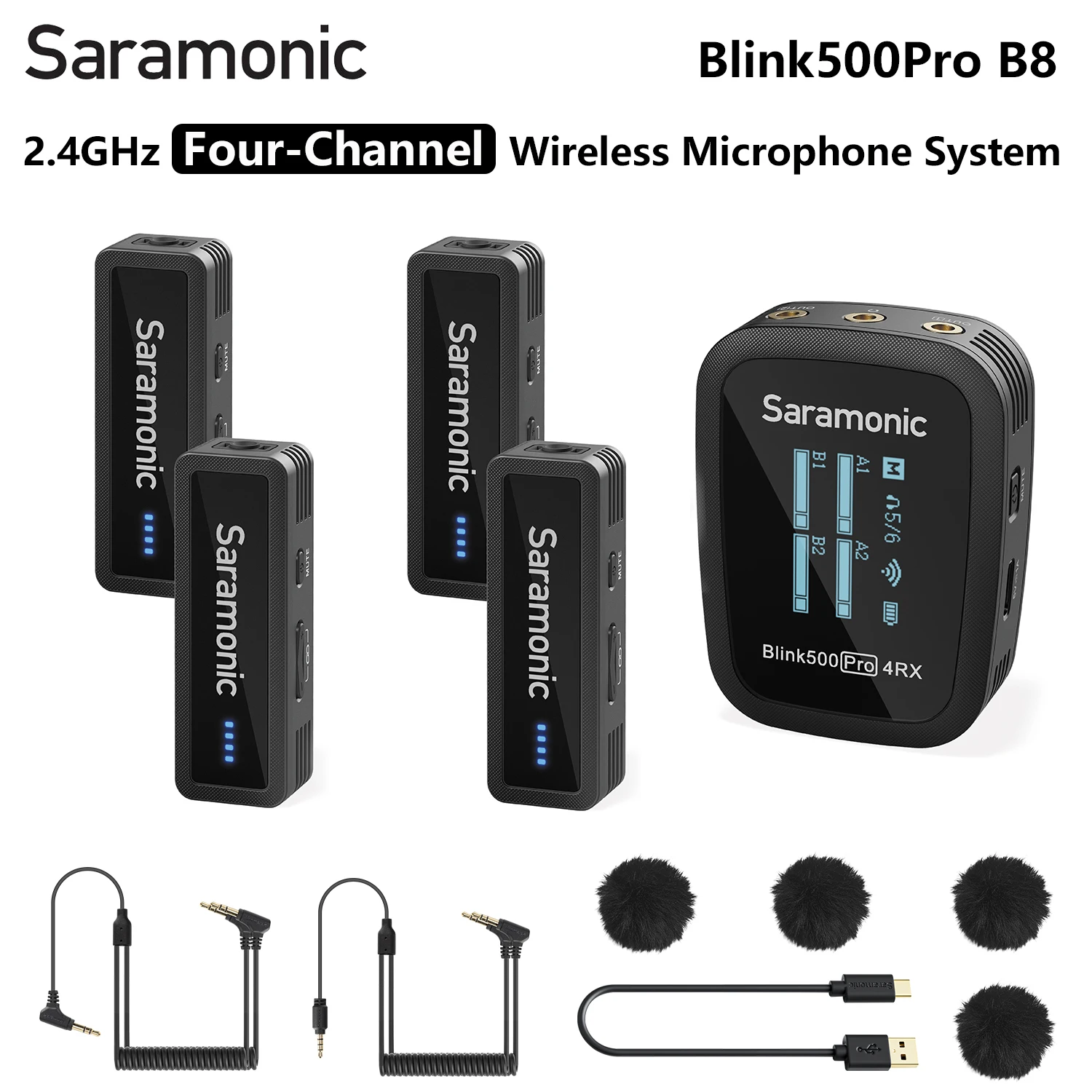 New Saramonic Blink500 Pro B8 2.4ghz Four-channel Streaming Youtube Wireless  Lapel Microphone For Pc Mobile Dslr Cameras Iphone Microphones  AliExpress