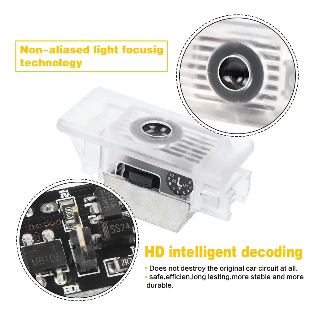 자동차 LED 문짝 프로젝터 웰컴 램프, BMW 1 시리즈, 3 시리즈, 8 시리즈, F40, G20, G21, X7, G07, Z4, G29 조명에 적합, 2 개