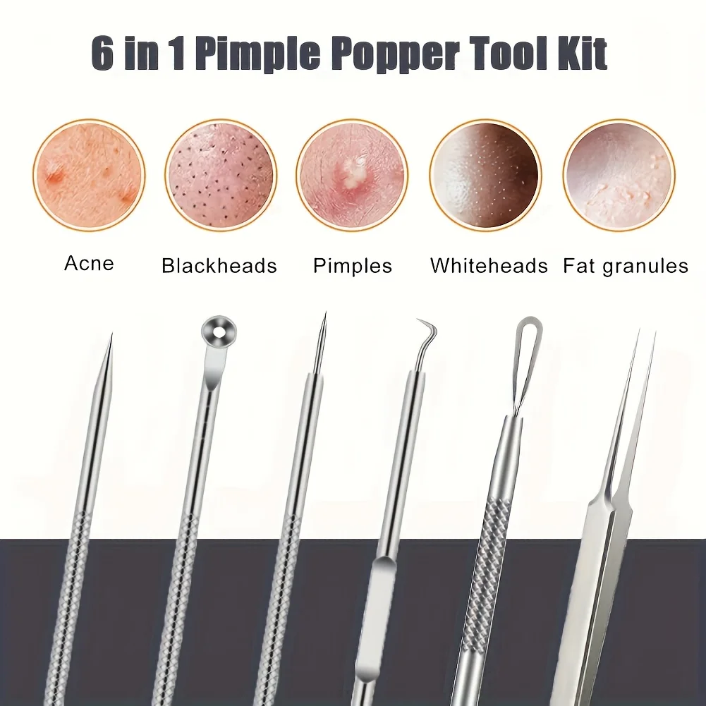 6-Piece Acne Shots and Blackhead Removal Tools - Multifunctional Pore Cleansing Tools for Facial Skin Beauty Care 5