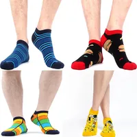 Chaussettes rayées à carreaux pour hommes et femmes, chaussettes de couleur géométrique pour couples, chaussettes de bateau tendance décontractées, 5 paires 5